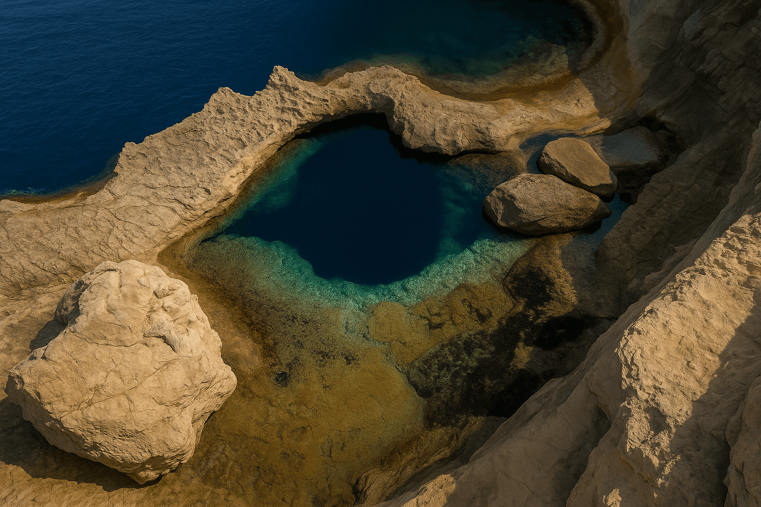 Scuba diving at Blue Hole in Gozo
