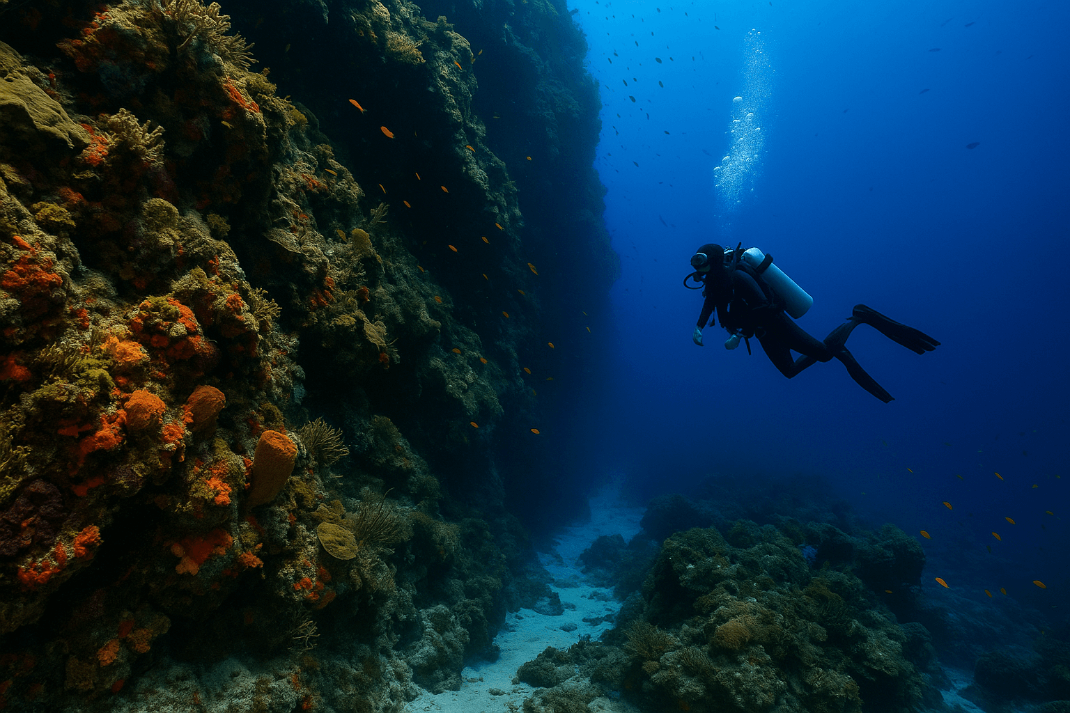 Scuba diving at Santa Rosa Wall in Cozumel