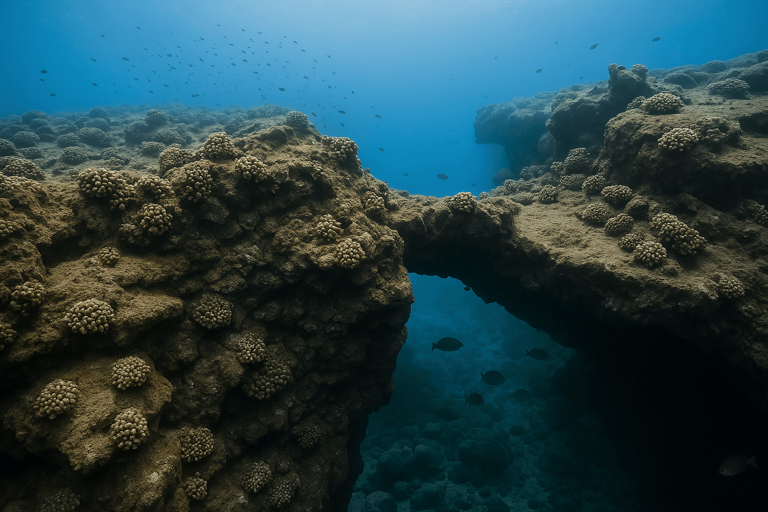 Scuba diving at Sheraton Caverns in Kauai